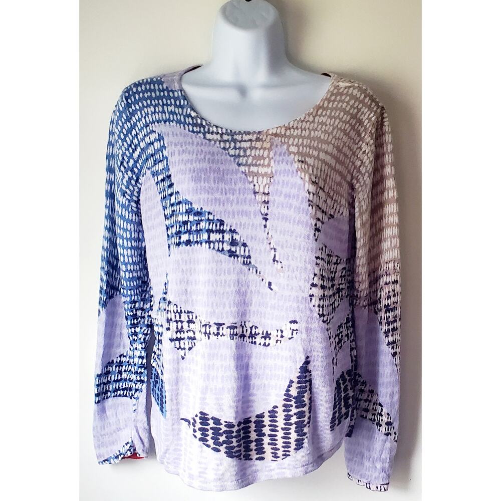 Nick & Zoey Womens Floral Abstract Linen Blend Sweater Size Medium Artsy Spring